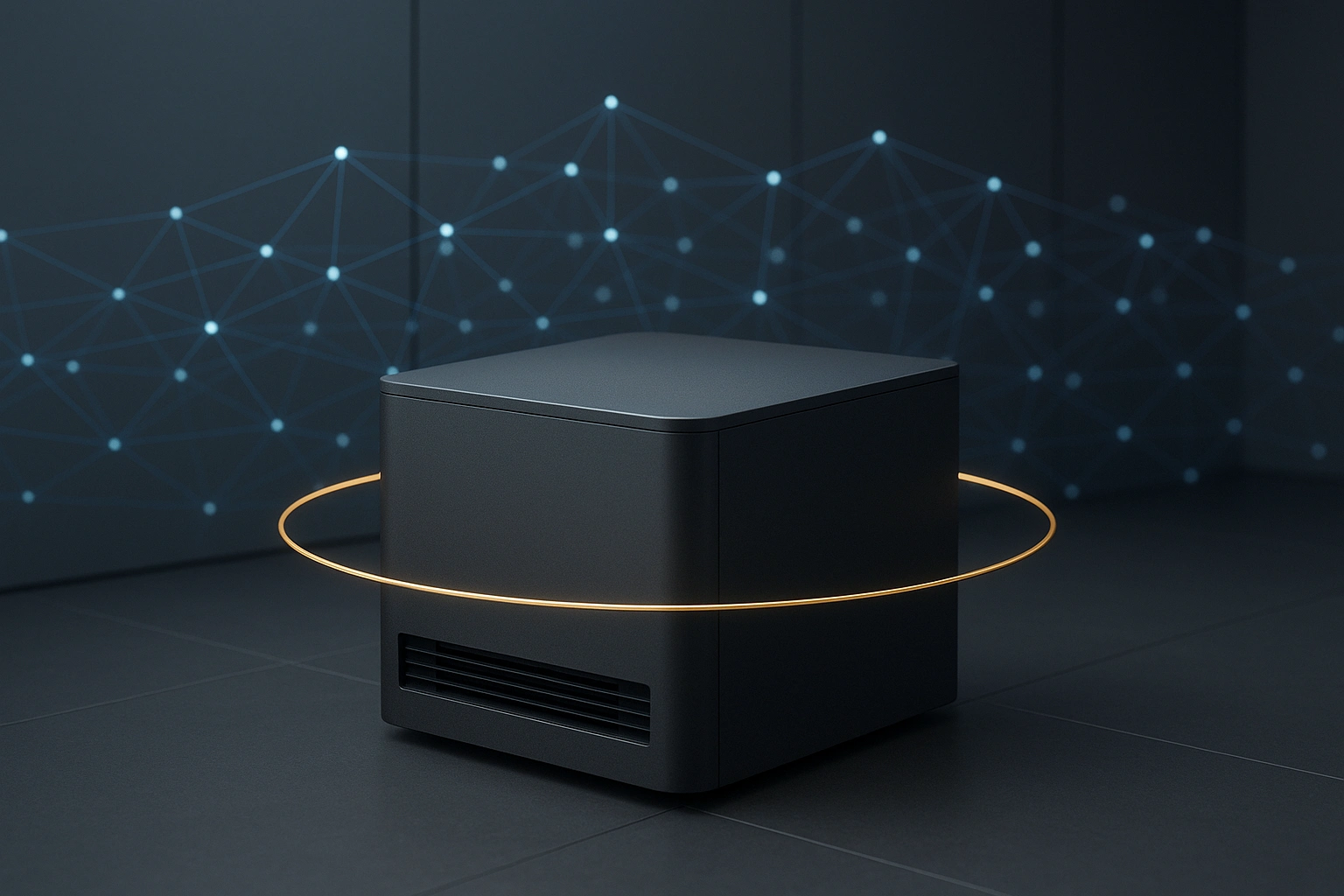 A compact dedicated private inference appliance surrounded by a controlled capacity ring.